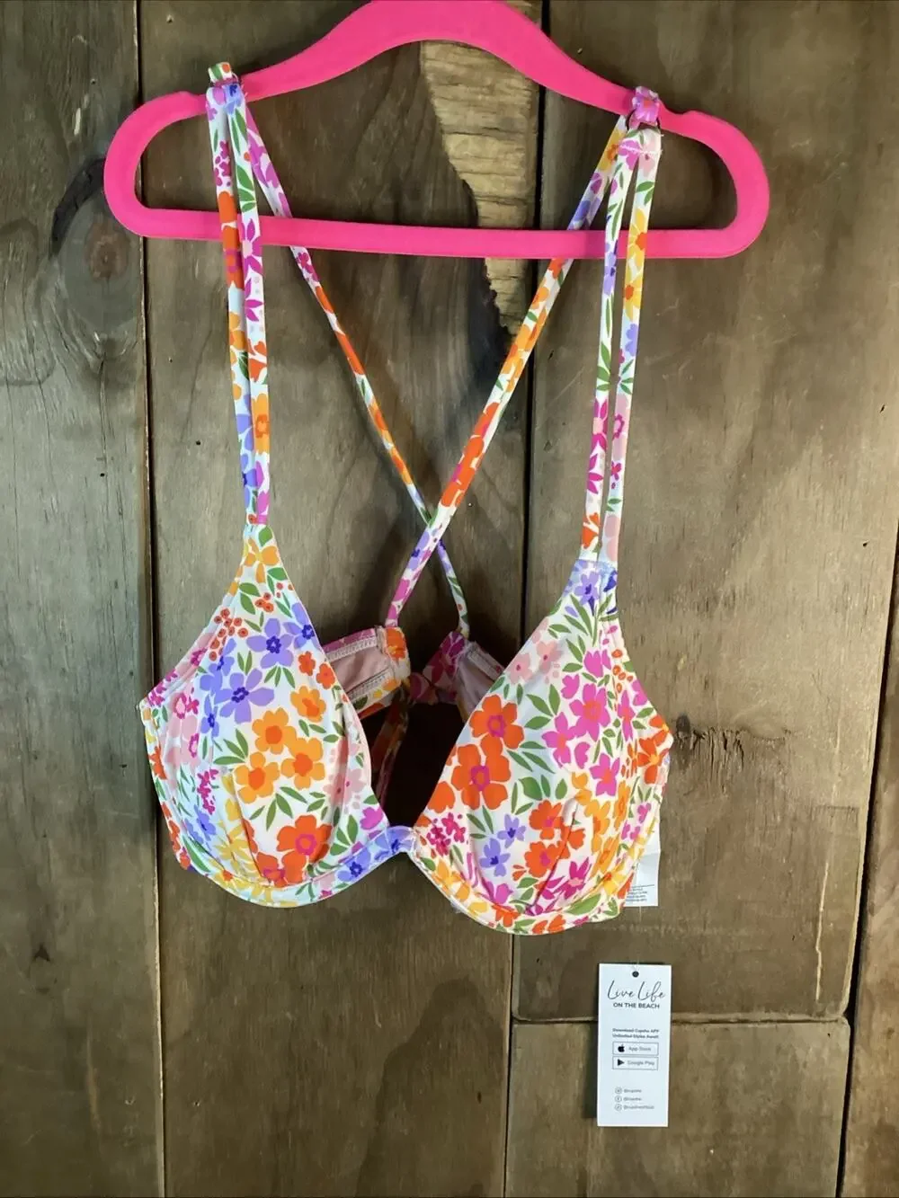 Cupshe Floral Swimsuit Bikini Top, Small